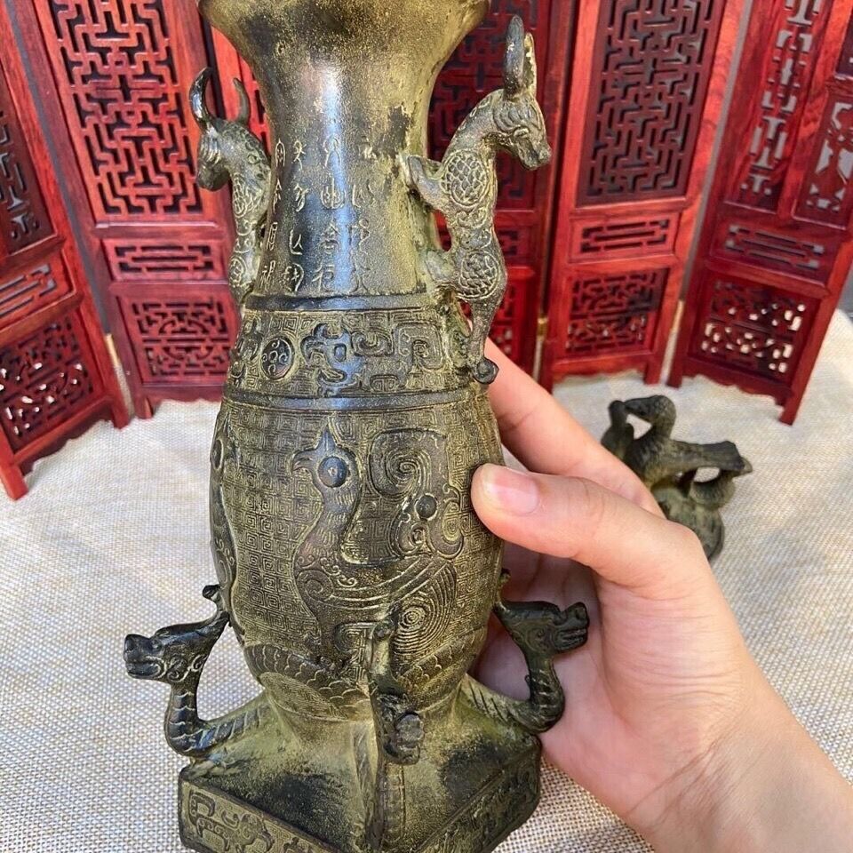 古董中國青銅器商周時期青銅高腳杯