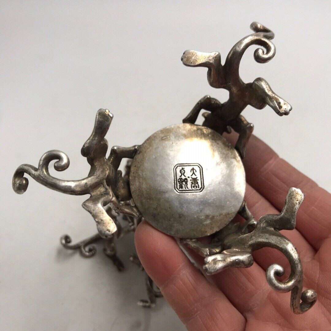 Antique Chinese classical collection of small decoration pure copper Silver Gild