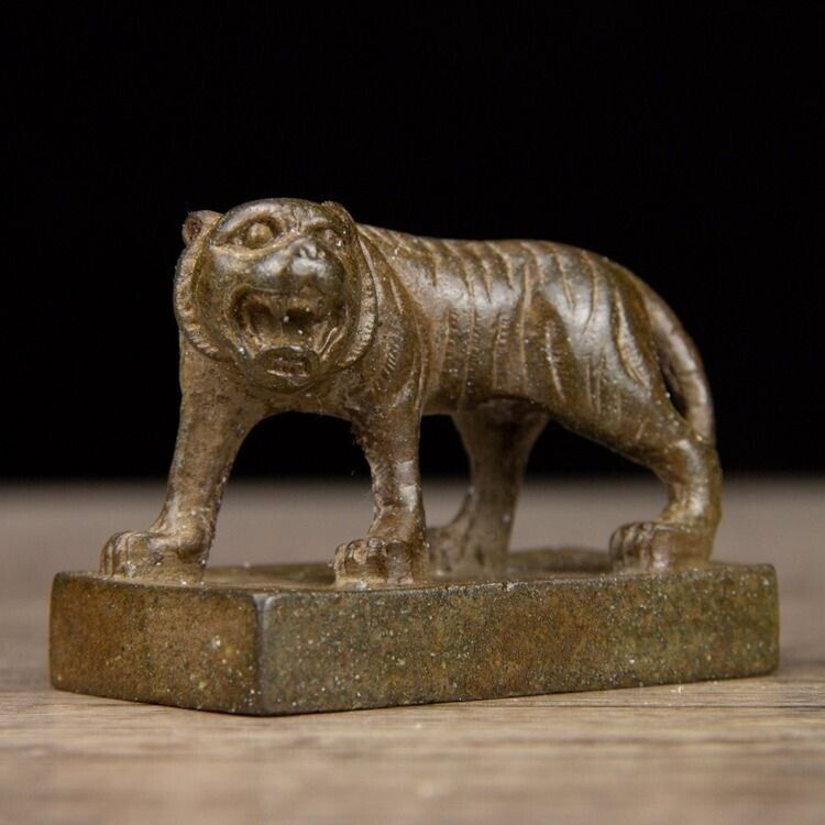 Antiker chinesischer Löwe-Gelehrten-Siegel-Stempel aus Messing und Bronze. Schöne Patina 