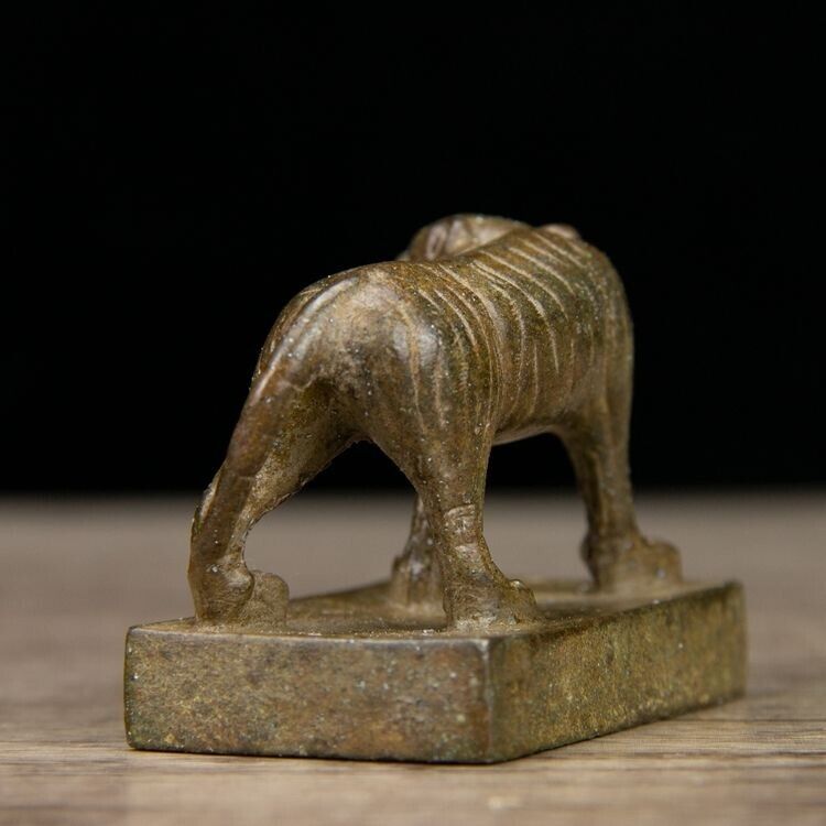 Antiker chinesischer Löwe-Gelehrten-Siegel-Stempel aus Messing und Bronze. Schöne Patina 