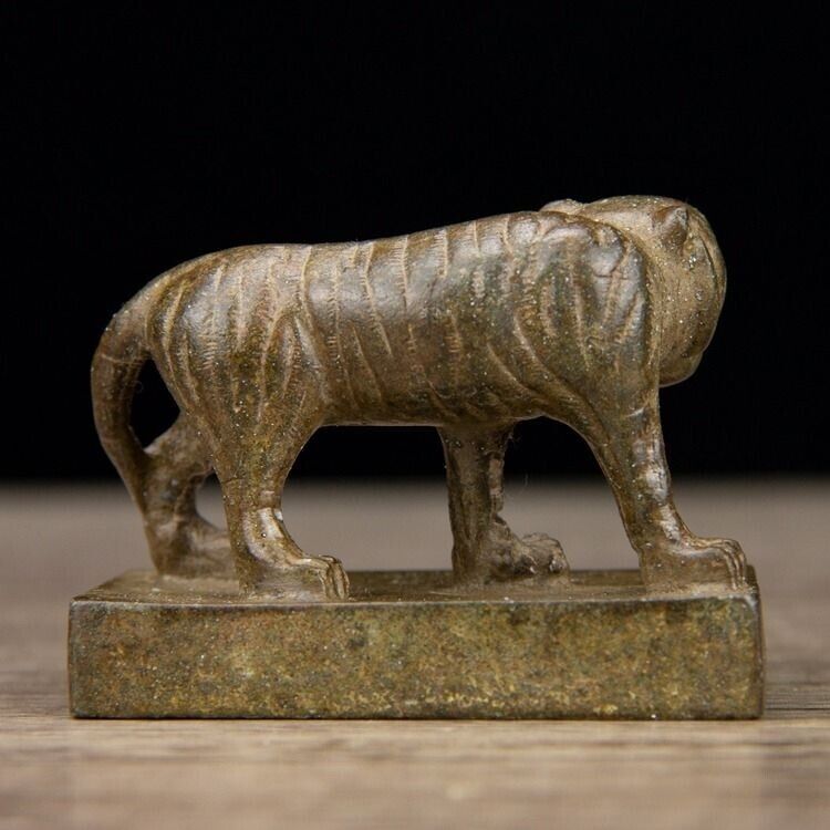 Antiker chinesischer Löwe-Gelehrten-Siegel-Stempel aus Messing und Bronze. Schöne Patina 