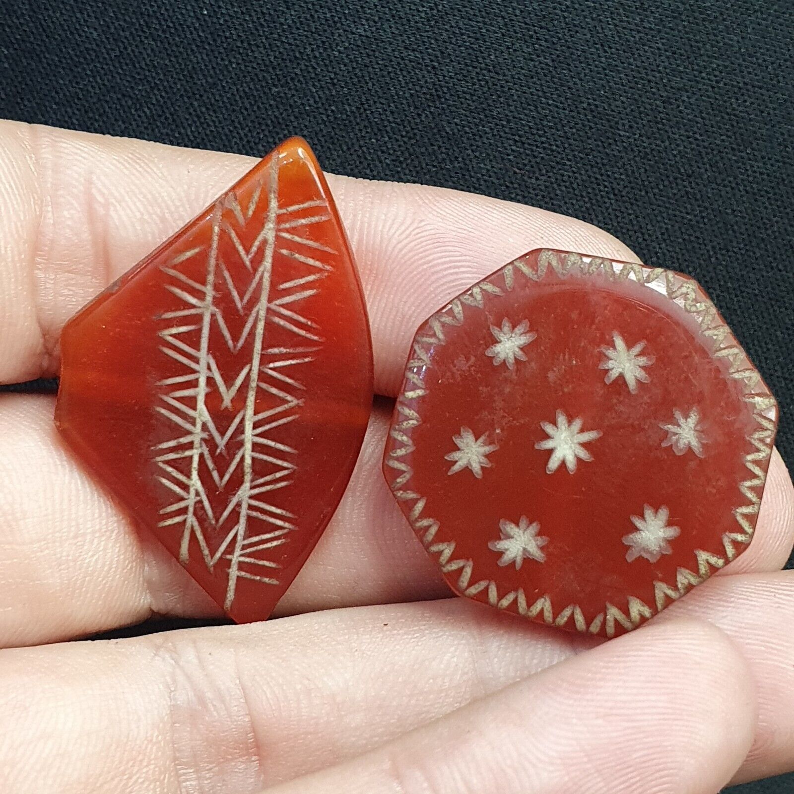 HIMALAYAN Indo Tibetan Central Asian Etched Agate beads Decorated beads Lot