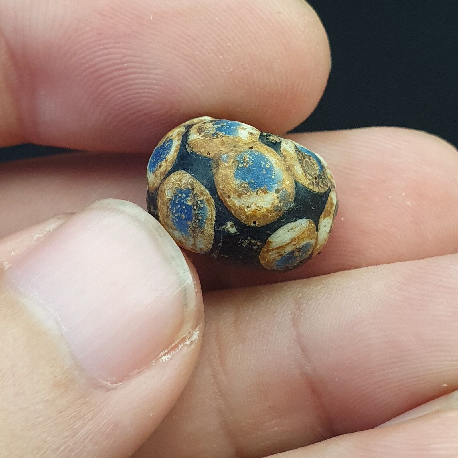 LOT 5 Antique ANCIENT ROMAN . MOSAIC GLASS BEAD. 300 - 400 A.D LT-RB501