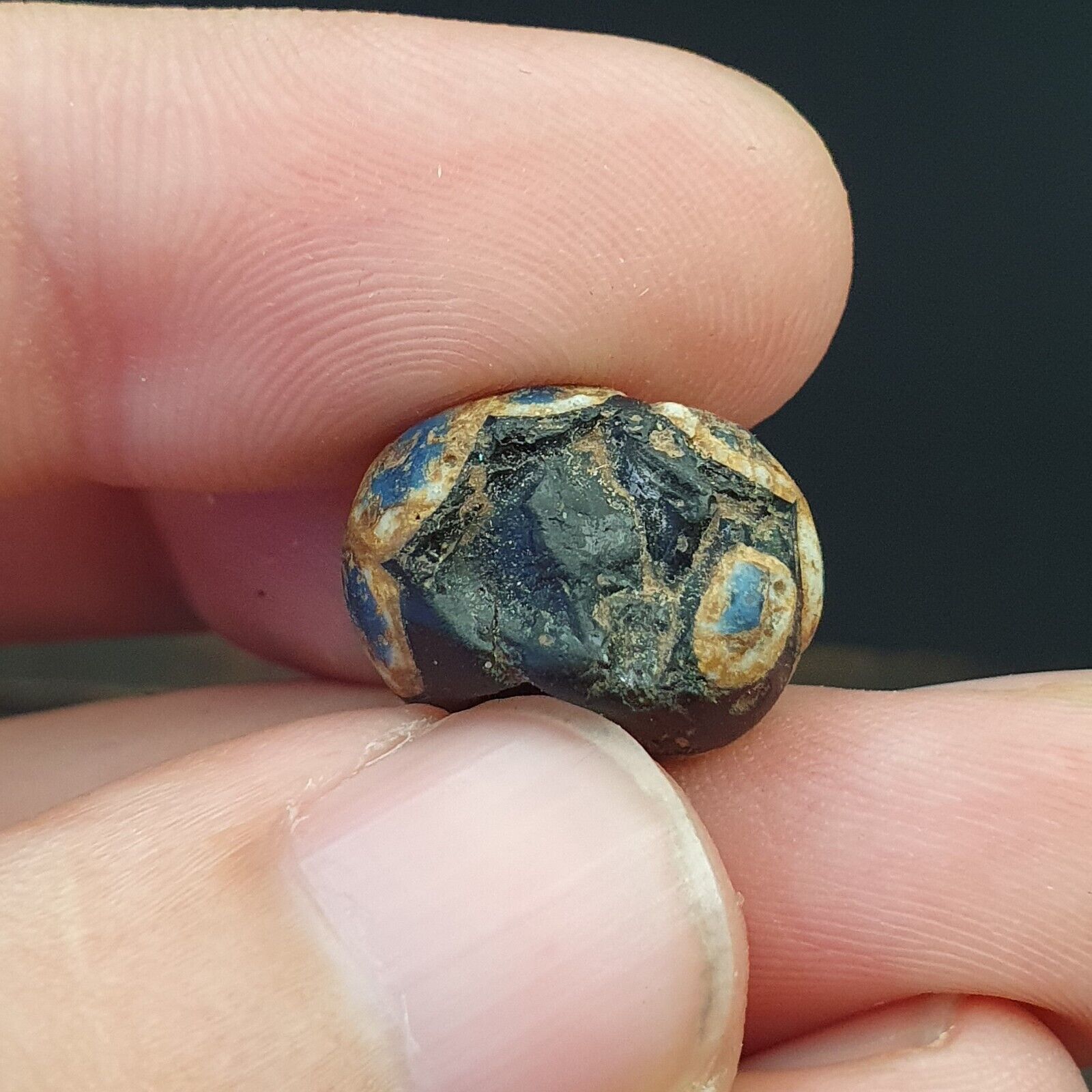 LOT 5 Antique ANCIENT ROMAN . MOSAIC GLASS BEAD. 300 - 400 A.D LT-RB501