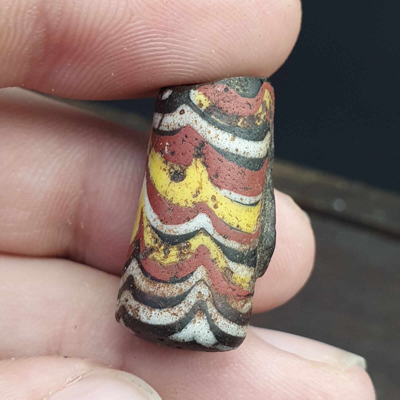 ANCIENT ROMAN . MOSAIC GLASS BEAD. 100 - 200 A.D RB1002