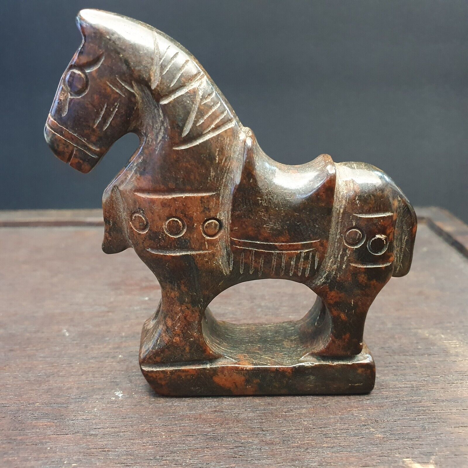Antique Stone Chinese Jade Stone hand carved Mystic Horse Figurine