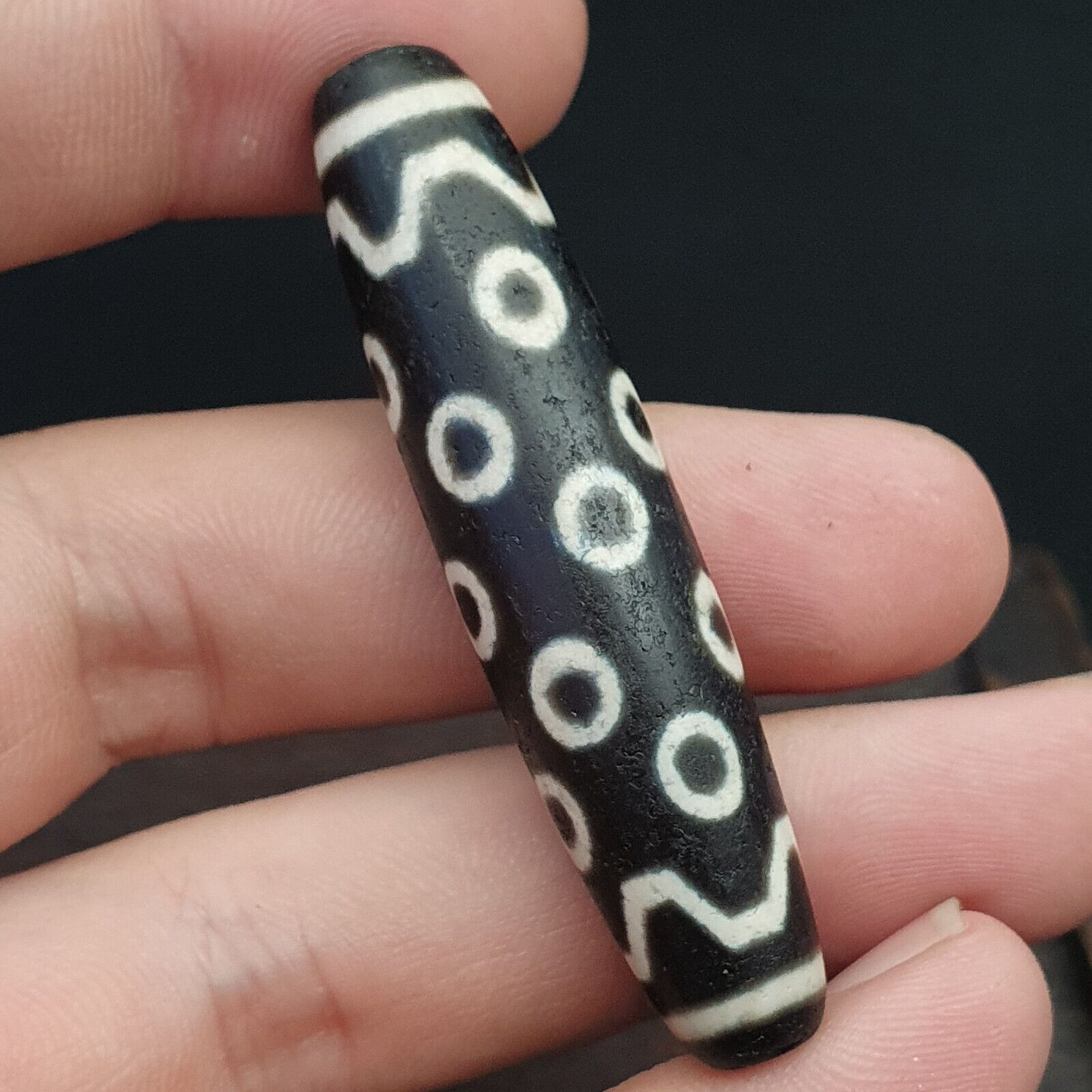 Vintage OLD Himalayan Indo Tibetan rare EYES Patterns eye Dzi Amulet Beads