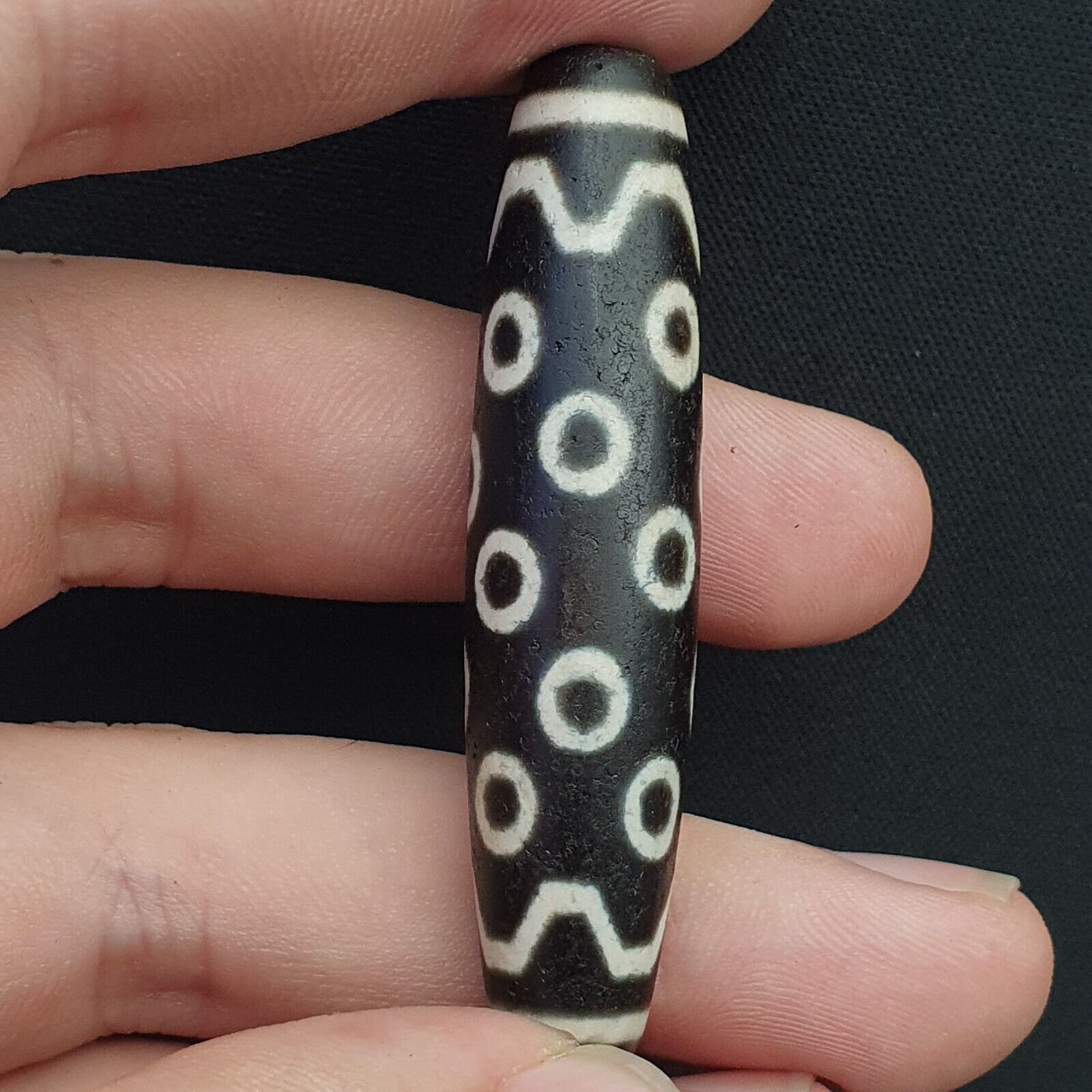 Vintage OLD Himalayan Indo Tibetan rare EYES Patterns eye Dzi Amulet Beads