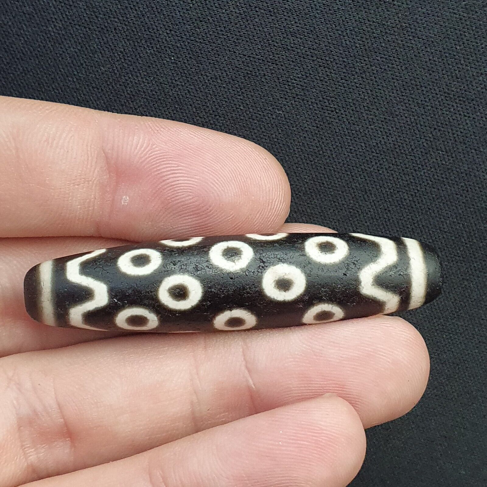 Vintage OLD Himalayan Indo Tibetan rare EYES Patterns eye Dzi Amulet Beads