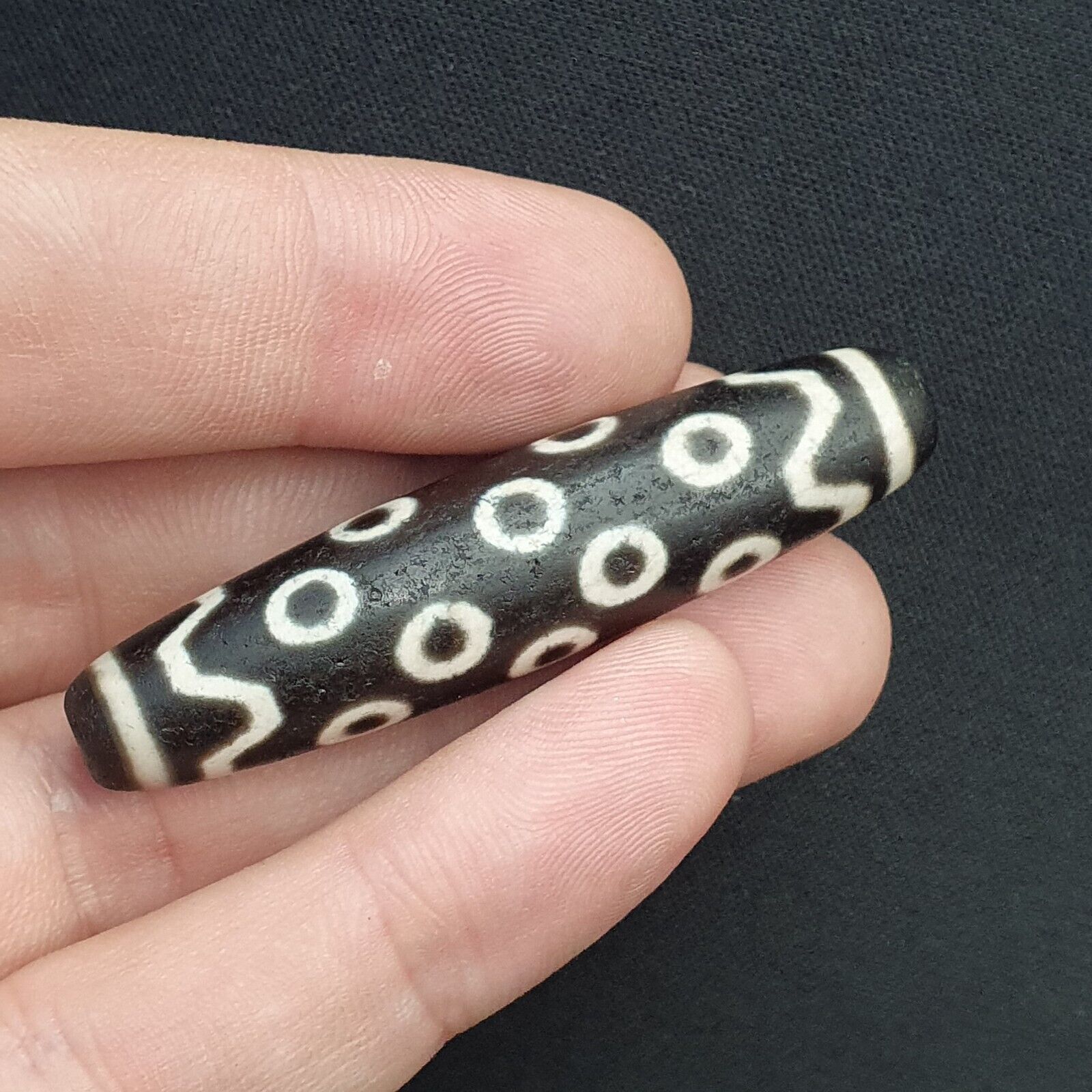 Vintage OLD Himalayan Indo Tibetan rare EYES Patterns eye Dzi Amulet Beads