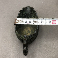 Antike Bronze-Lampe, Öltopf, antike Bronze, verziert, Blattform, alte Lampe