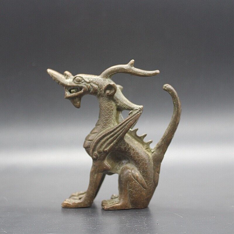 古董青銅銅龍獅古董青銅野生動物雕像