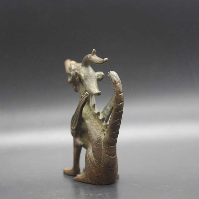 Antique Bronze copper Dragon Lion Antique Bronze Wild Animals figurine
