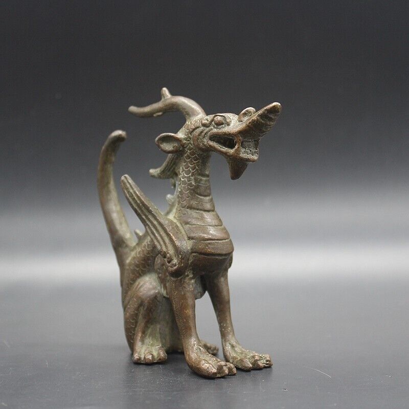 Antique Bronze copper Dragon Lion Antique Bronze Wild Animals figurine