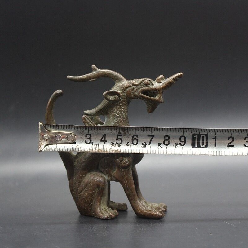 Antique Bronze copper Dragon Lion Antique Bronze Wild Animals figurine