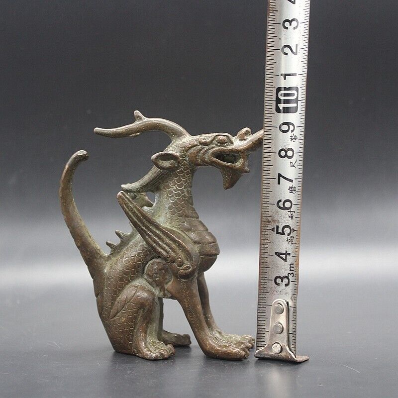 Antique Bronze copper Dragon Lion Antique Bronze Wild Animals figurine
