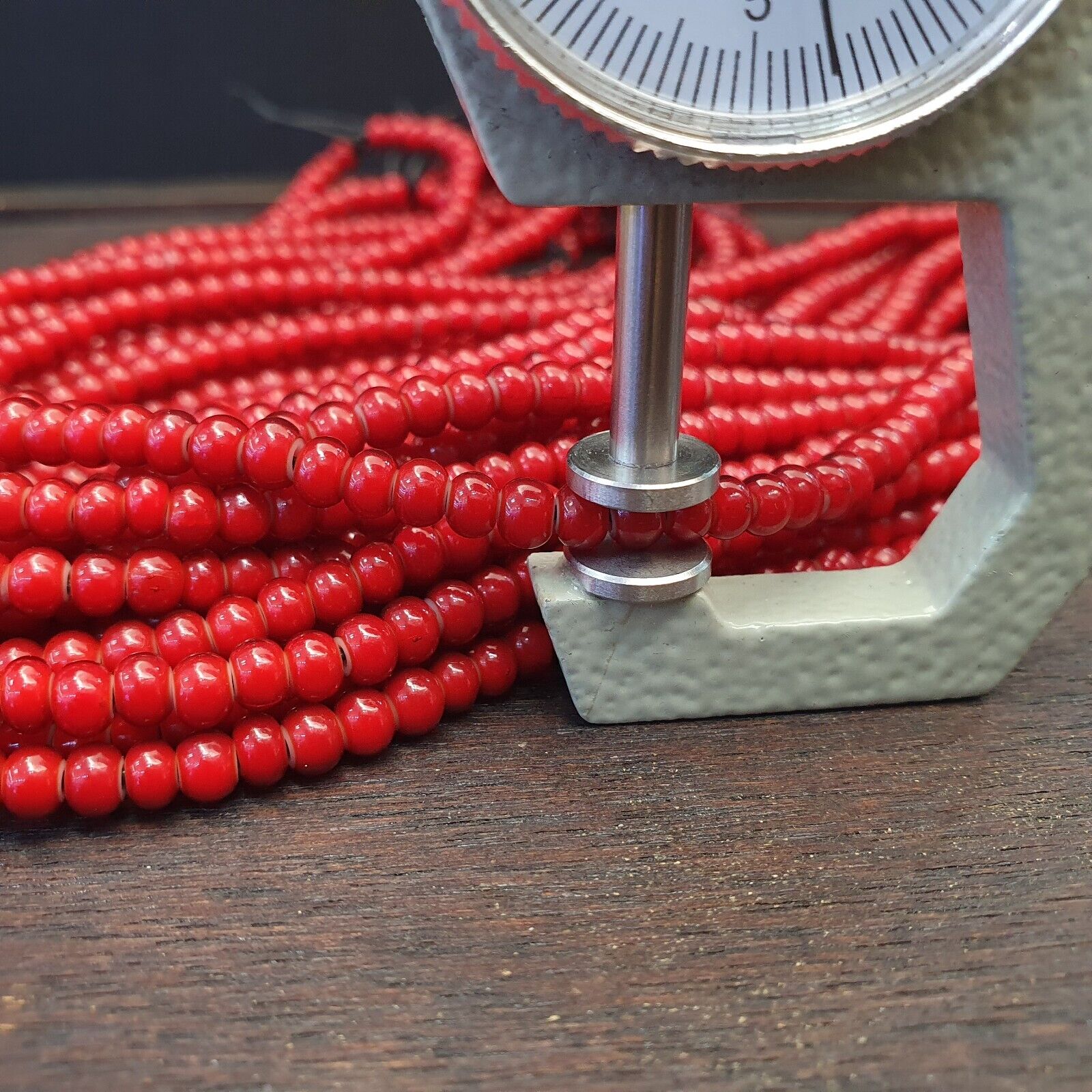 Lot 10 Strands 4.5 mm Antique Venetian RED White Heart Trade Beads long strands