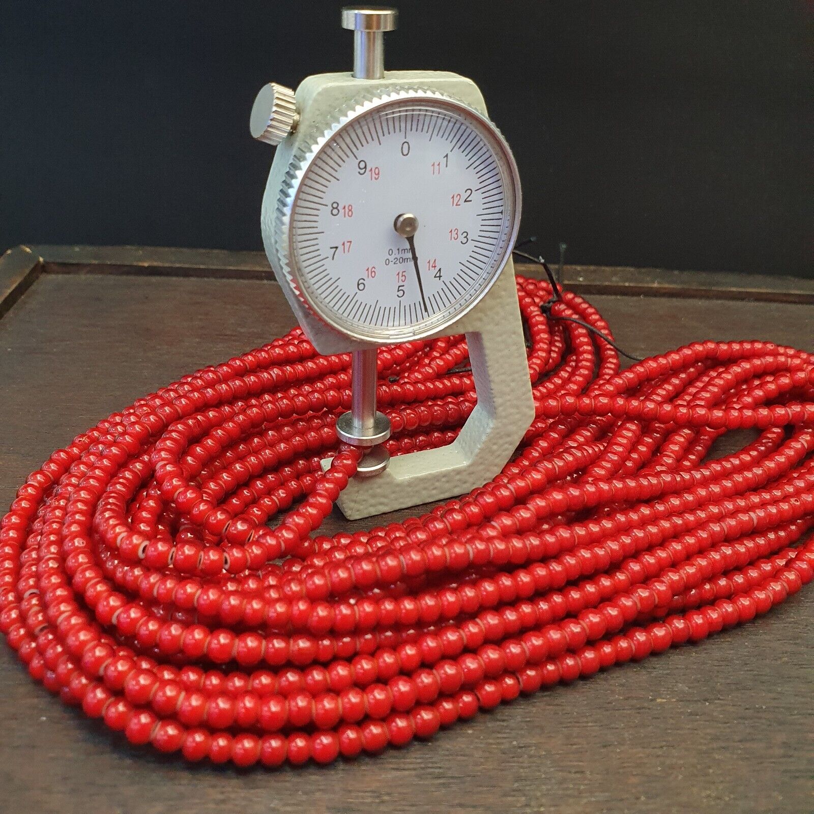 Lot 10 Strands 4.5 mm Antique Venetian RED White Heart Trade Beads long strands