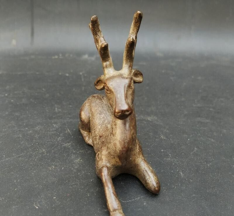 古董青銅鹿 古董青銅野生動物雕像