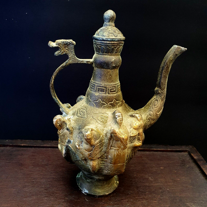 Antique Bronze Vase Jug Han Dynasty Antique Bronze Ornament Crafts Figurine Vase