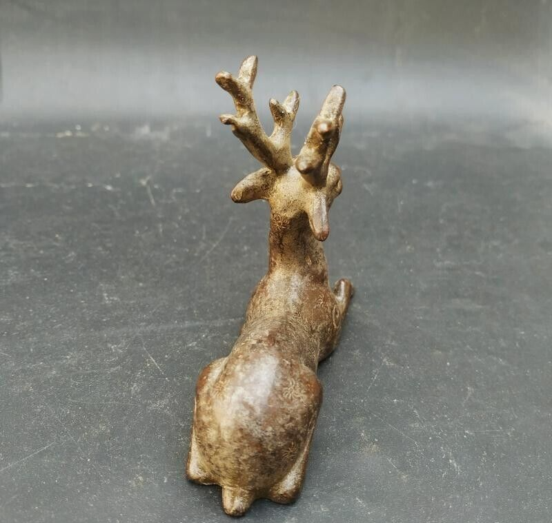 古董青銅鹿 古董青銅野生動物雕像