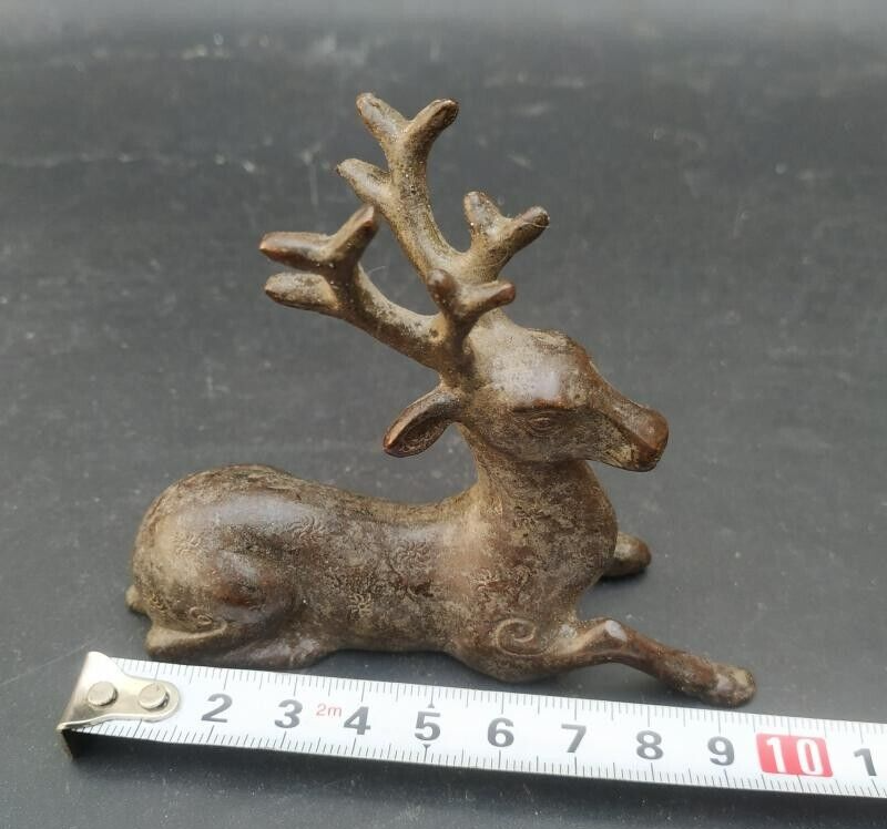 古董青銅鹿 古董青銅野生動物雕像