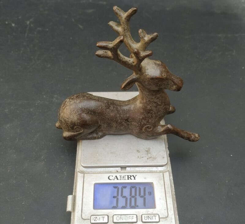古董青銅鹿 古董青銅野生動物雕像