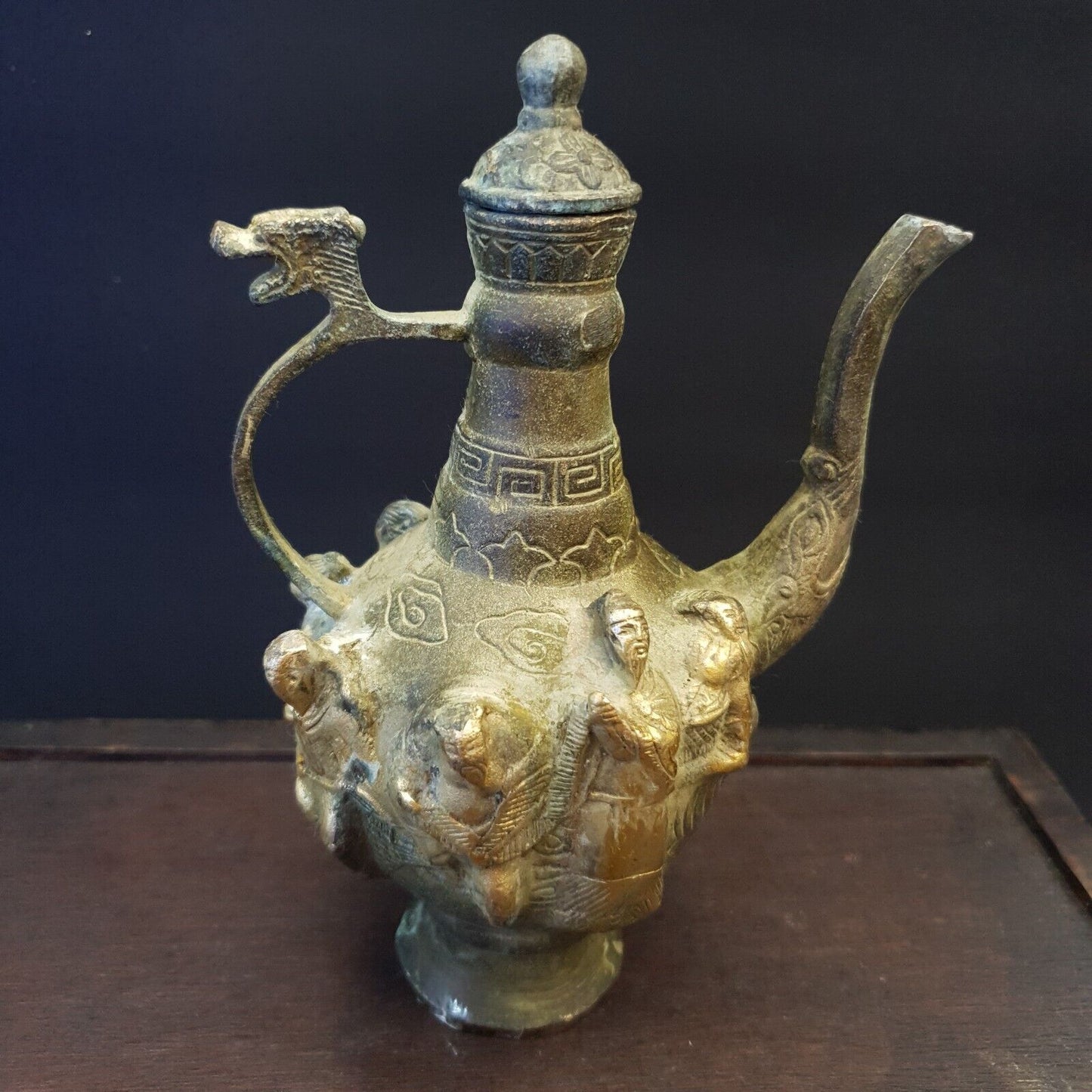 仿古青銅花瓶 JUG 漢代仿古青銅擺件工藝品雕像花瓶