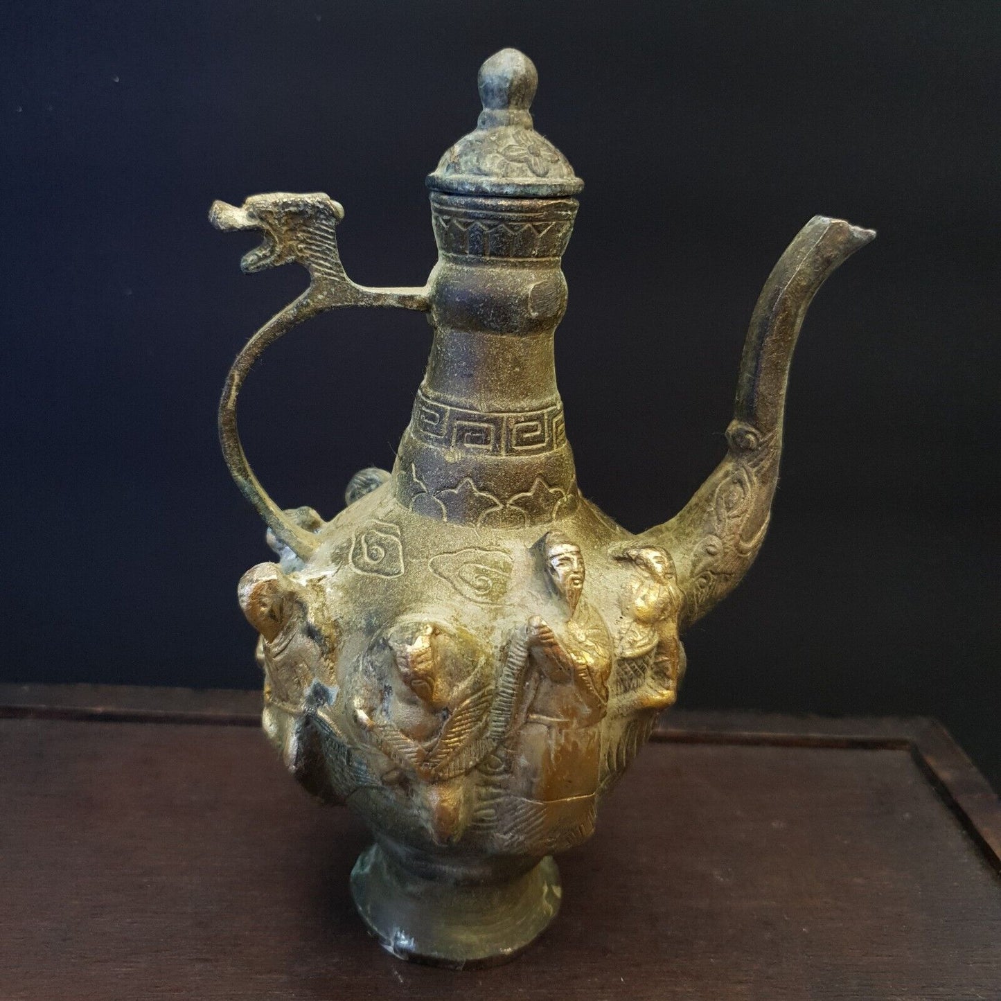 仿古青銅花瓶 JUG 漢代仿古青銅擺件工藝品雕像花瓶