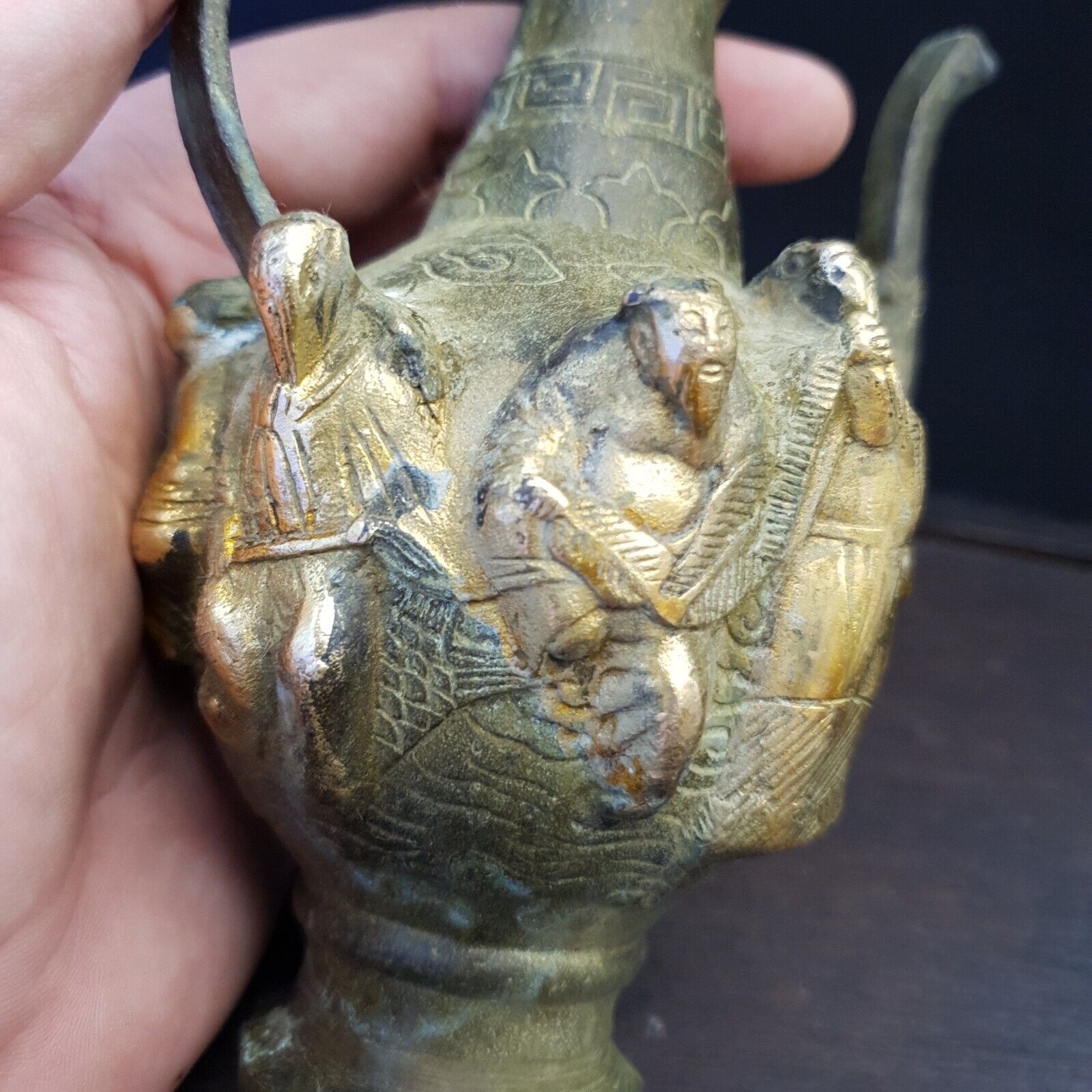 Antique Bronze Vase JUG Han Dynasty Antique Bronze Ornament Crafts figurine Vase