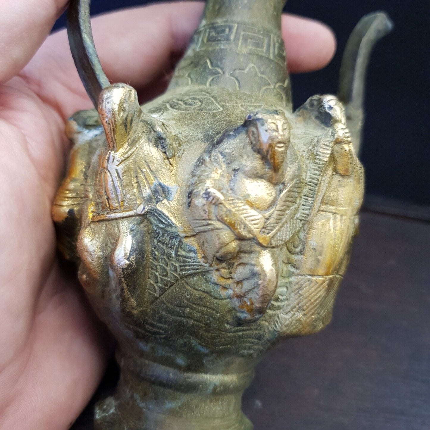 仿古青銅花瓶 JUG 漢代仿古青銅擺件工藝品雕像花瓶
