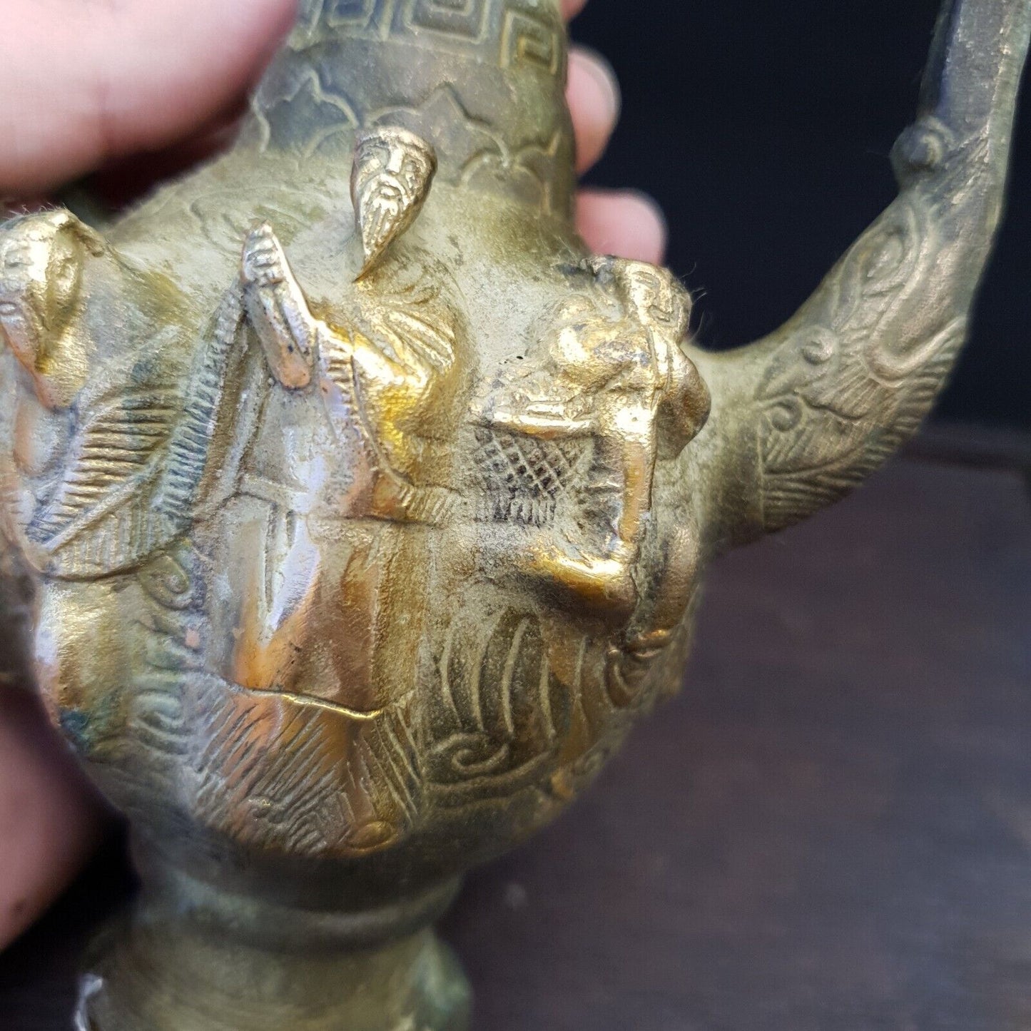 仿古青銅花瓶 JUG 漢代仿古青銅擺件工藝品雕像花瓶