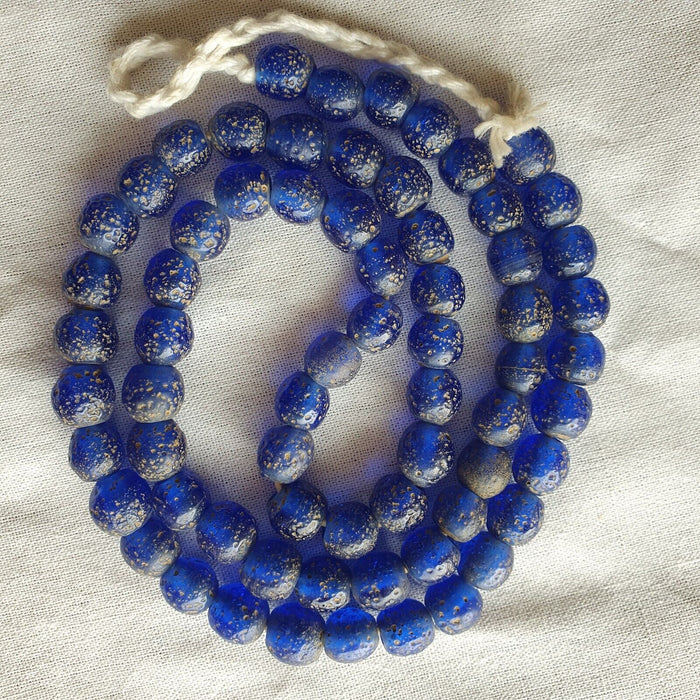 Rare and Beautiful Old African Blue Glass Trade Antique Beads Strand
