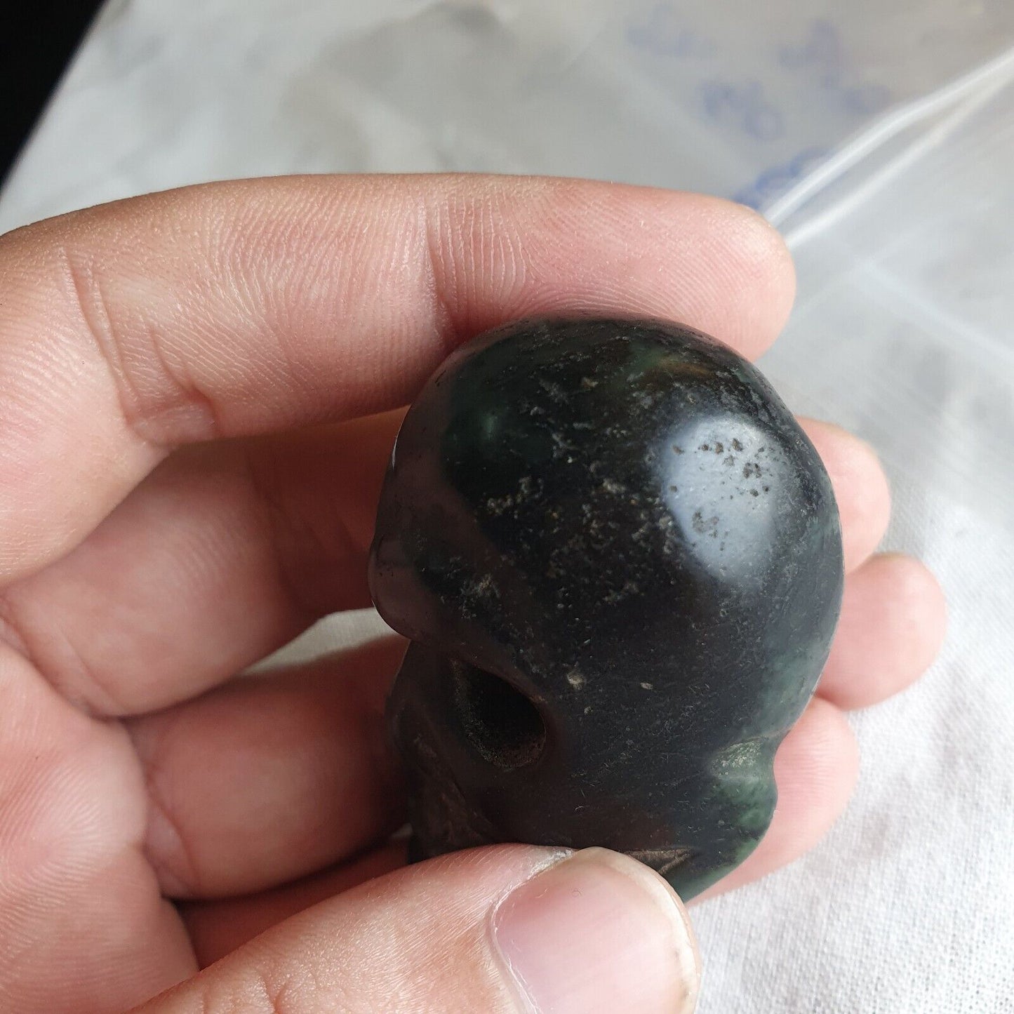 古董綠玉中國宋代玉石雕刻骷髏吊墜