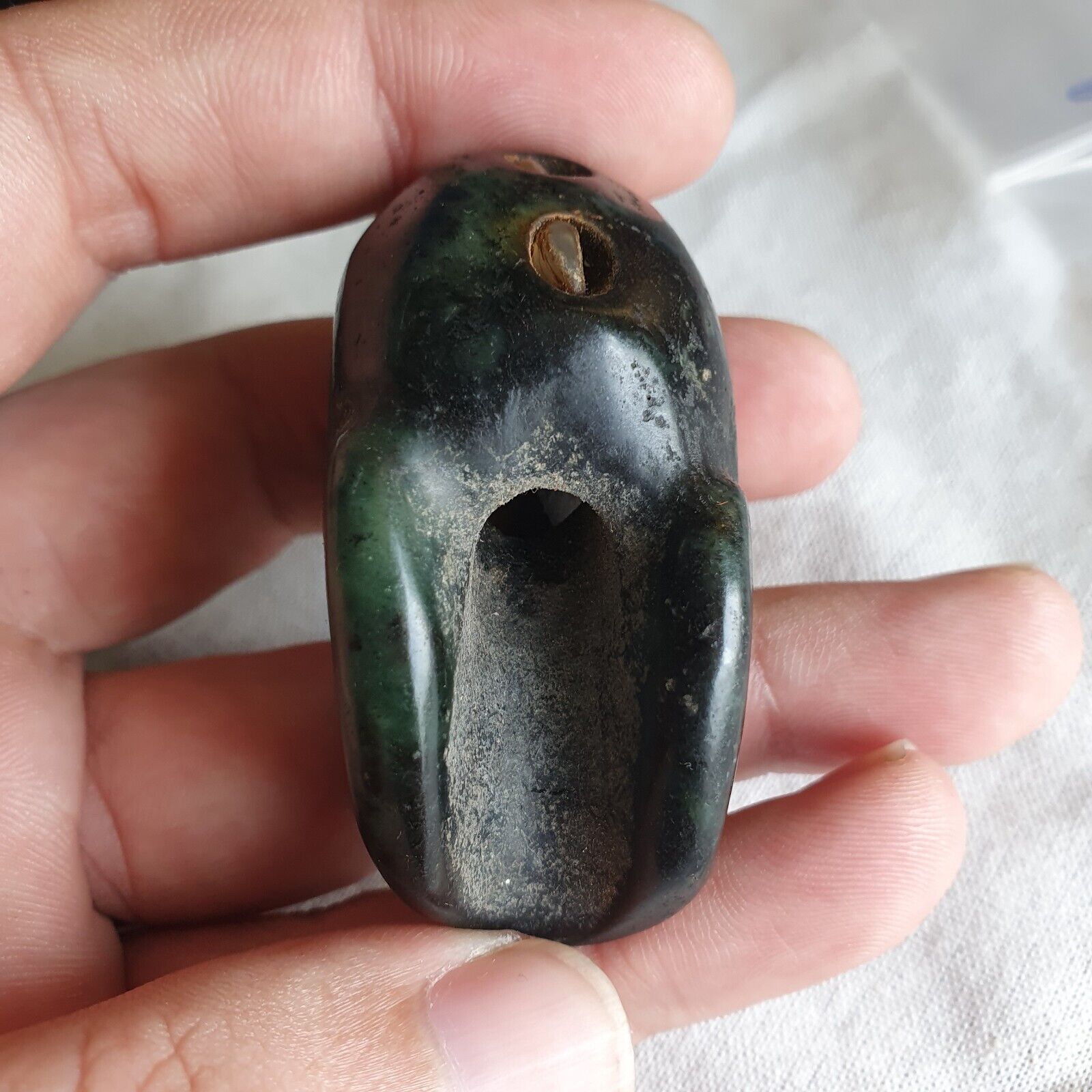Antique Green Jade Chinese Song Dynasty Jade Stone carved Skull pendent