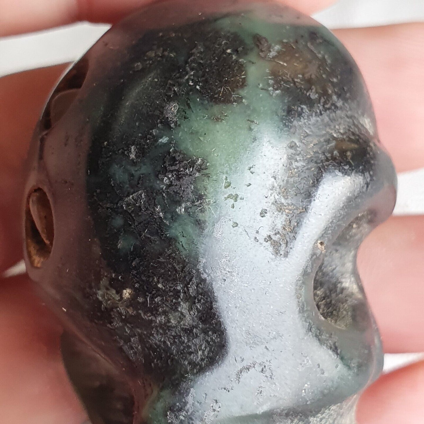 古董綠玉中國宋代玉石雕刻骷髏吊墜