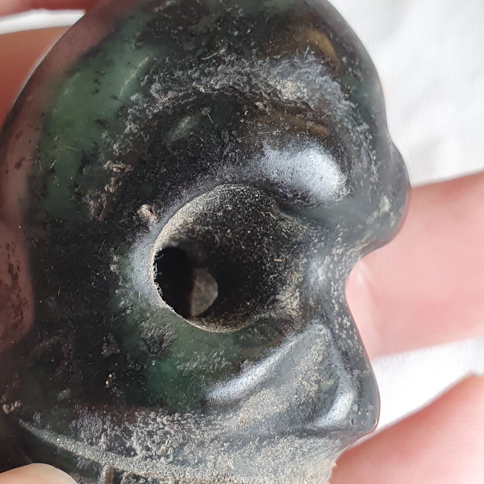 Antique Green Jade Chinese Song Dynasty Jade Stone carved Skull pendent