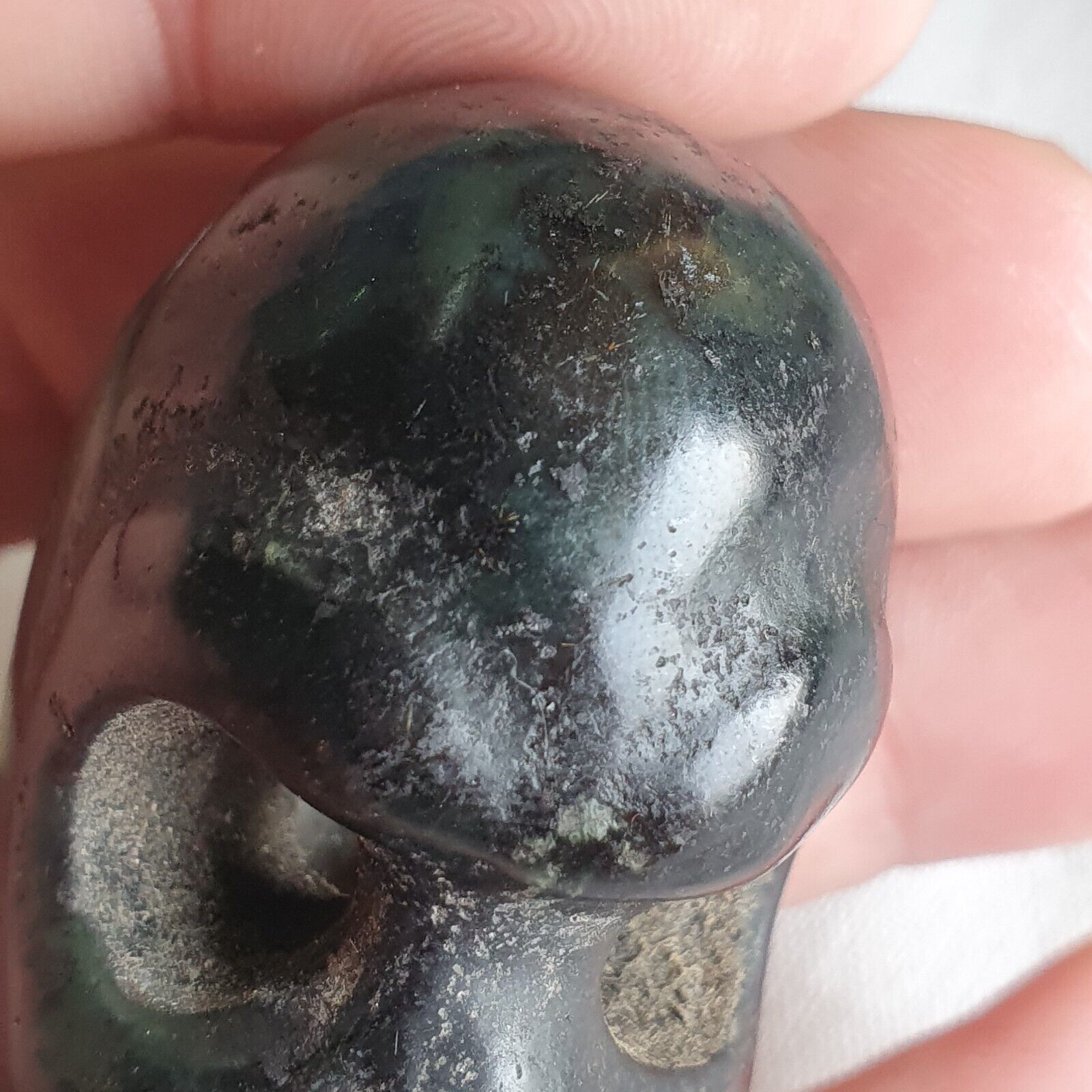 Antique Green Jade Chinese Song Dynasty Jade Stone carved Skull pendent