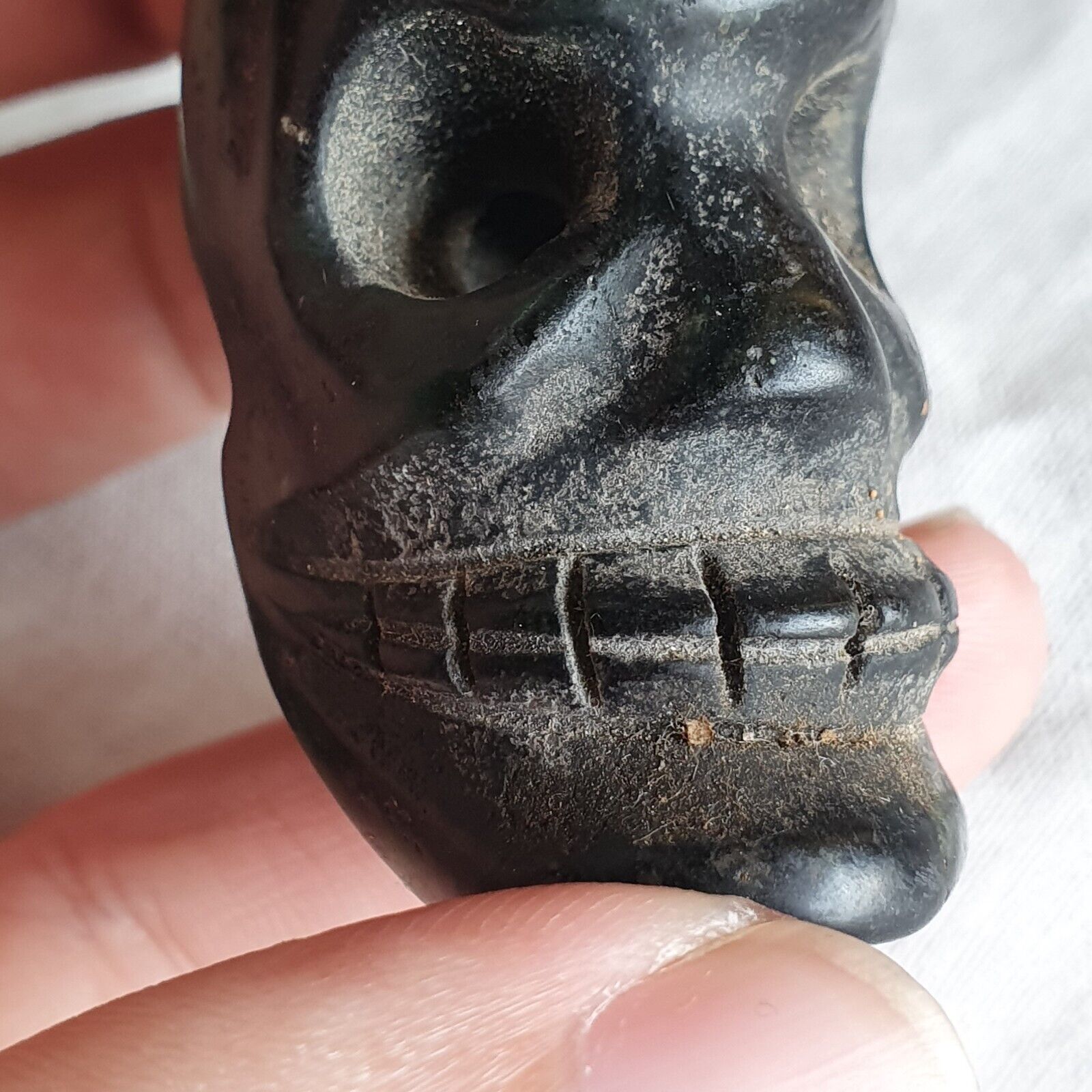 Antique Green Jade Chinese Song Dynasty Jade Stone carved Skull pendent