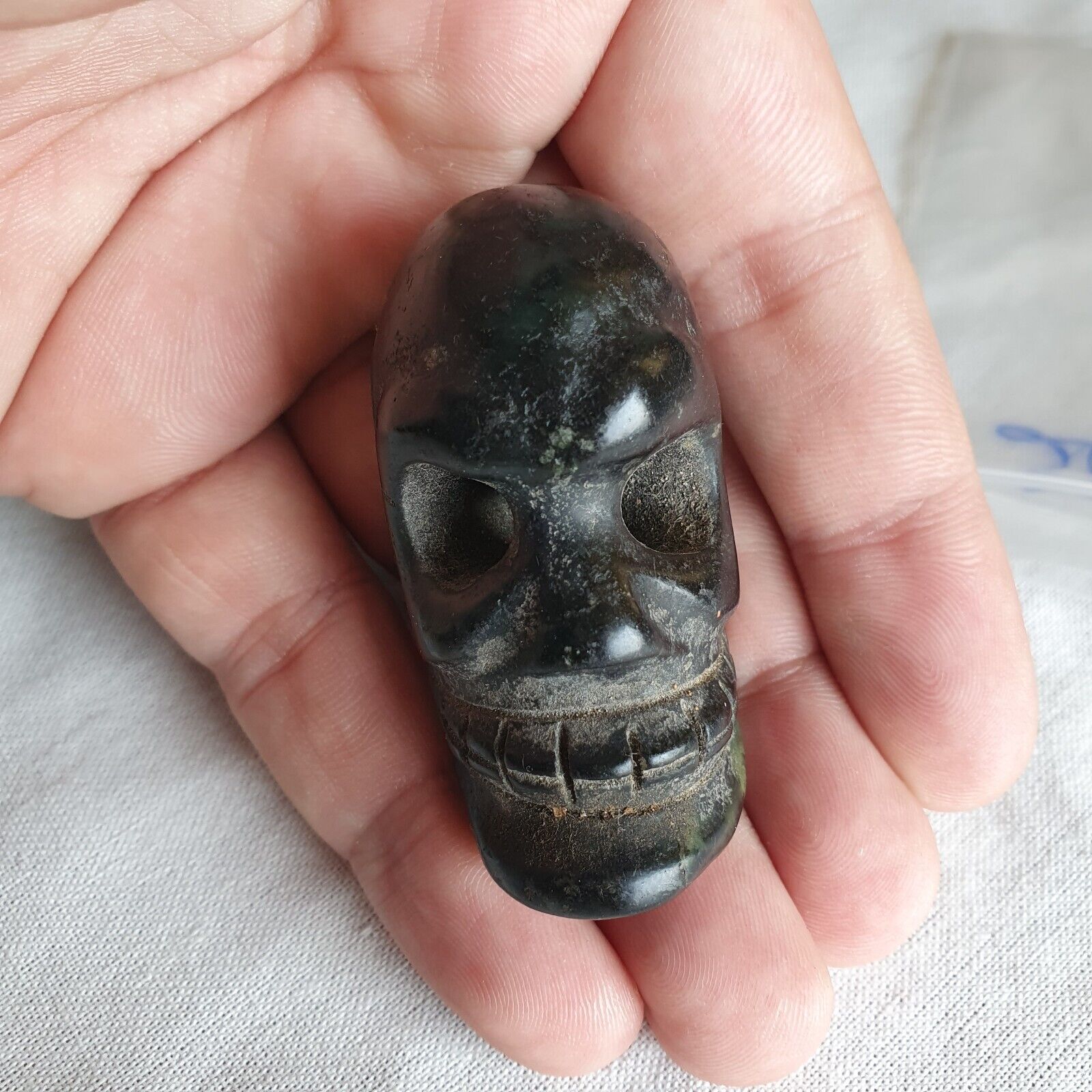 Antique Green Jade Chinese Song Dynasty Jade Stone carved Skull pendent