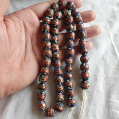 vintage Aventurine Millefiori trade Fancy FEATHER glass beads