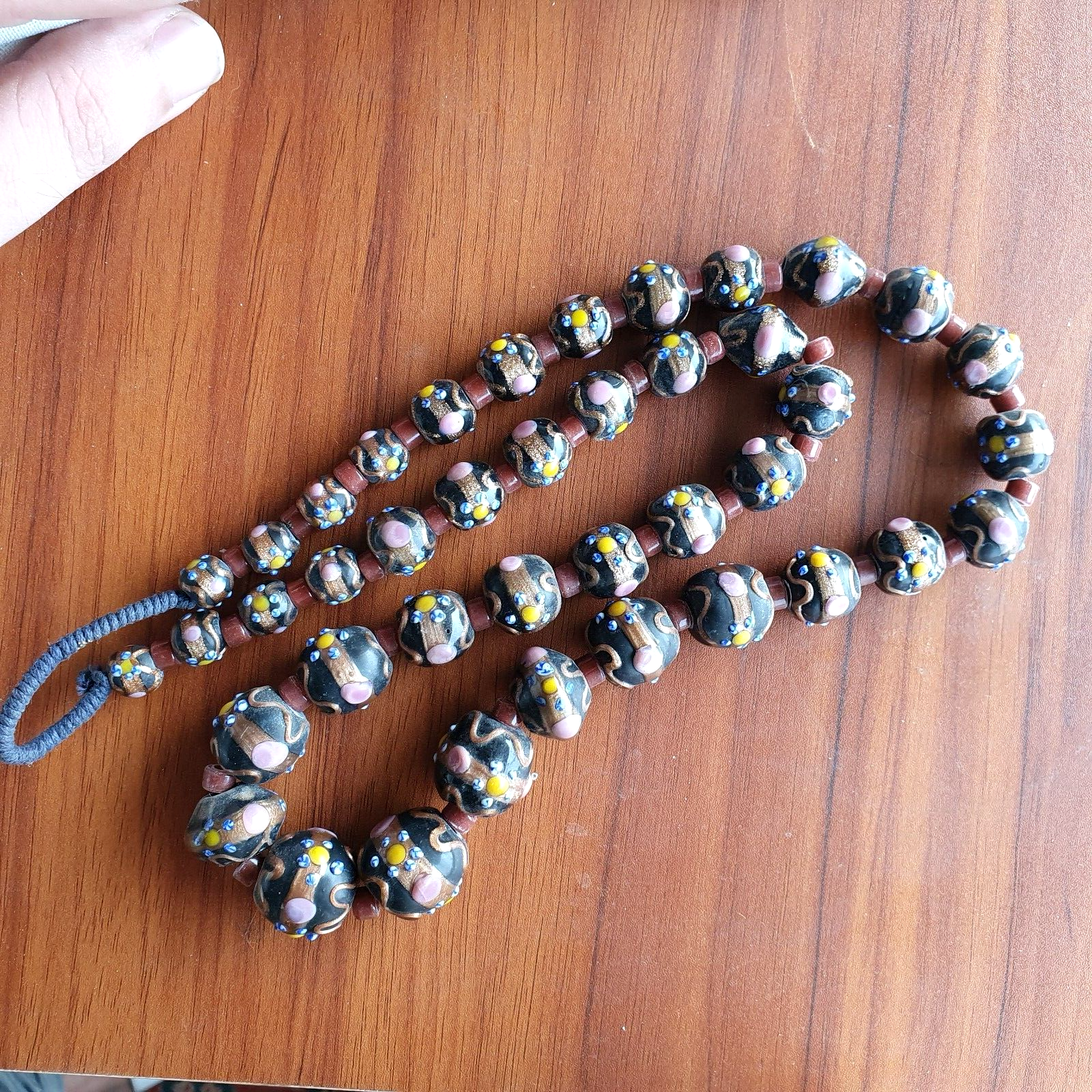 VINTAGE BEAUTIFUL MURANOI ART Fancy 13MM Aventurine GLASS BEADS Strand