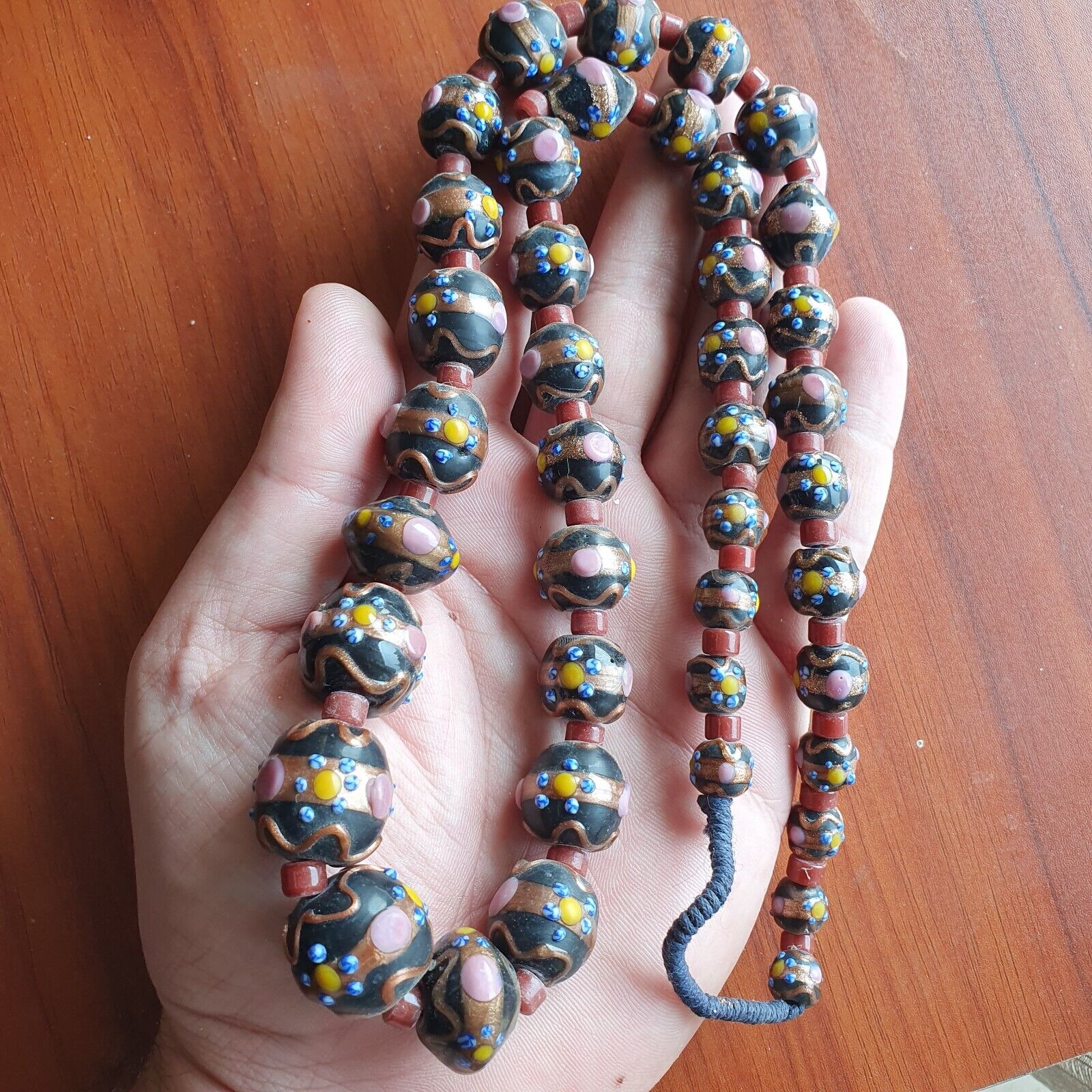 VINTAGE BEAUTIFUL MURANOI ART Fancy 13MM Aventurine GLASS BEADS Strand