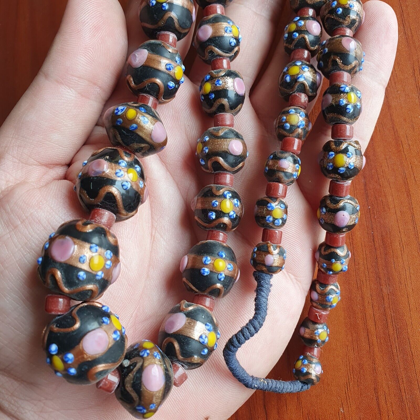 VINTAGE BEAUTIFUL MURANOI ART Fancy 13MM Aventurine GLASS BEADS Strand