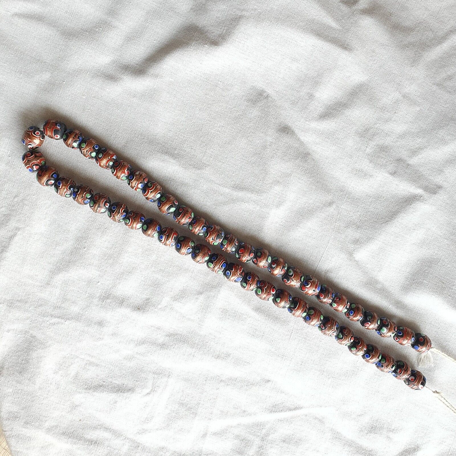 vintage Aventurine Millefiori trade Fancy FEATHER glass beads