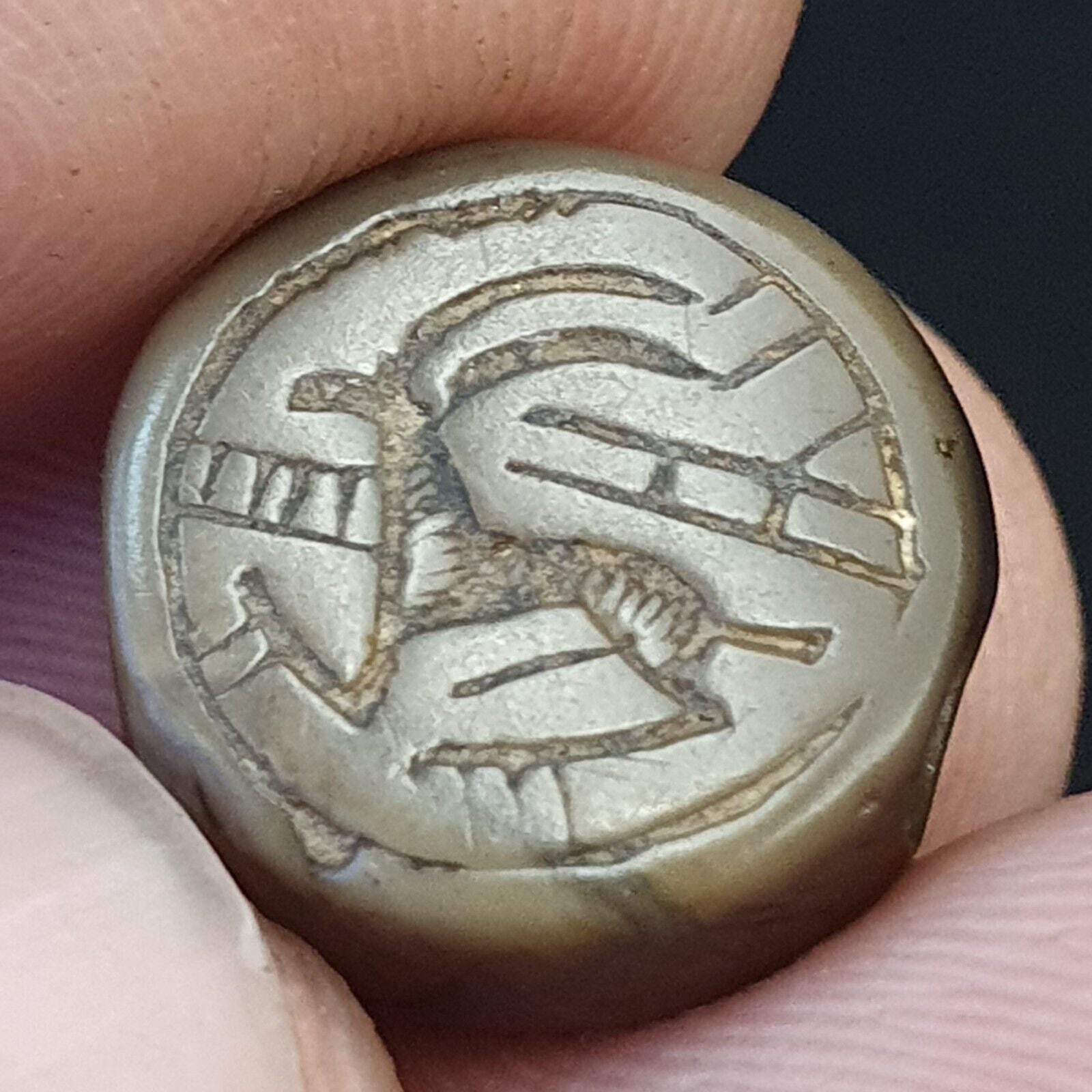 Ancient Achaemenid-Sassanian Persian Agate Pegasus Stamp Seal Very rare