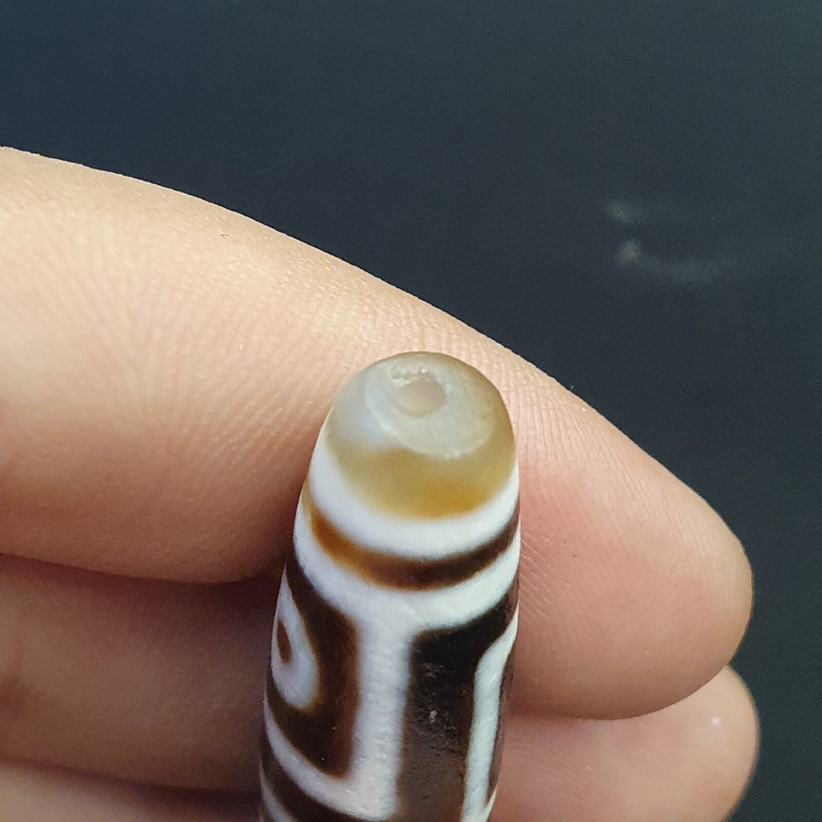 Vintage OLD Himalayan Indo Tibetan Agate rare Patterns 4 eye Dzi Amulet Bead