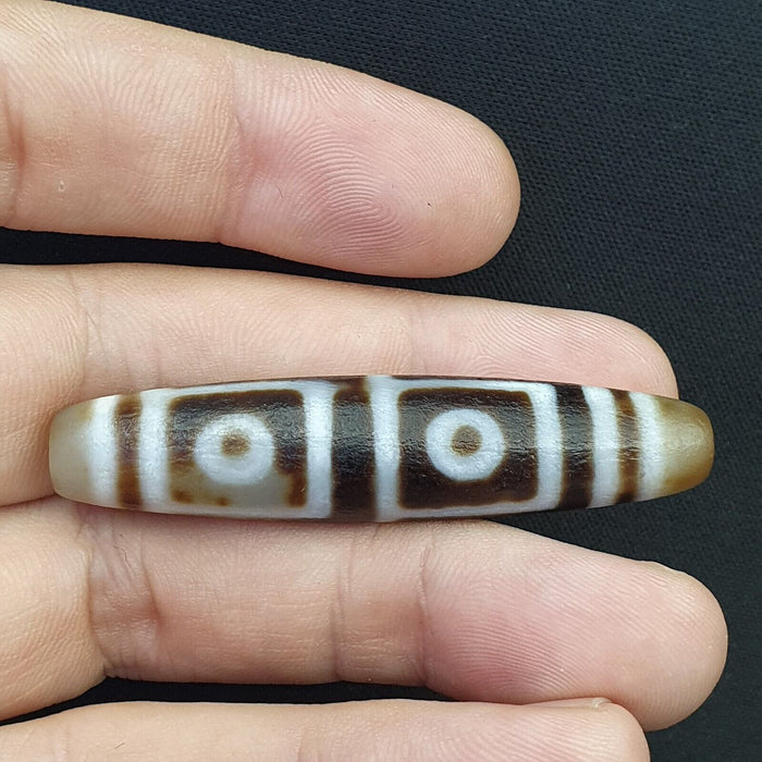Tibetan Chinese Agate Rare Patterns 4 Eye Dzi Amulet Bead