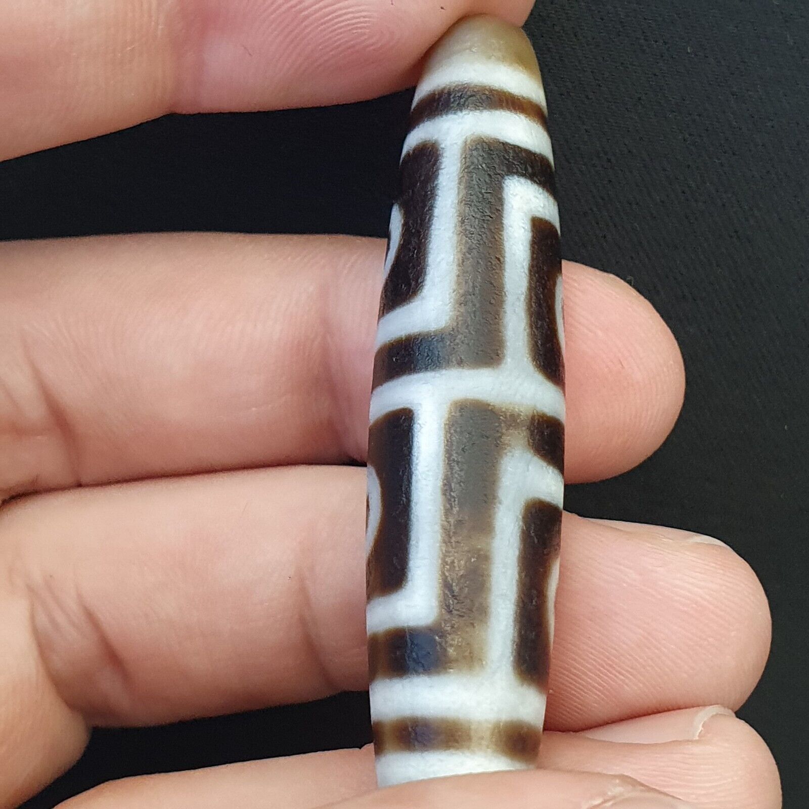Tibetan Chinese Agate rare Patterns 4 eye Dzi Amulet Bead