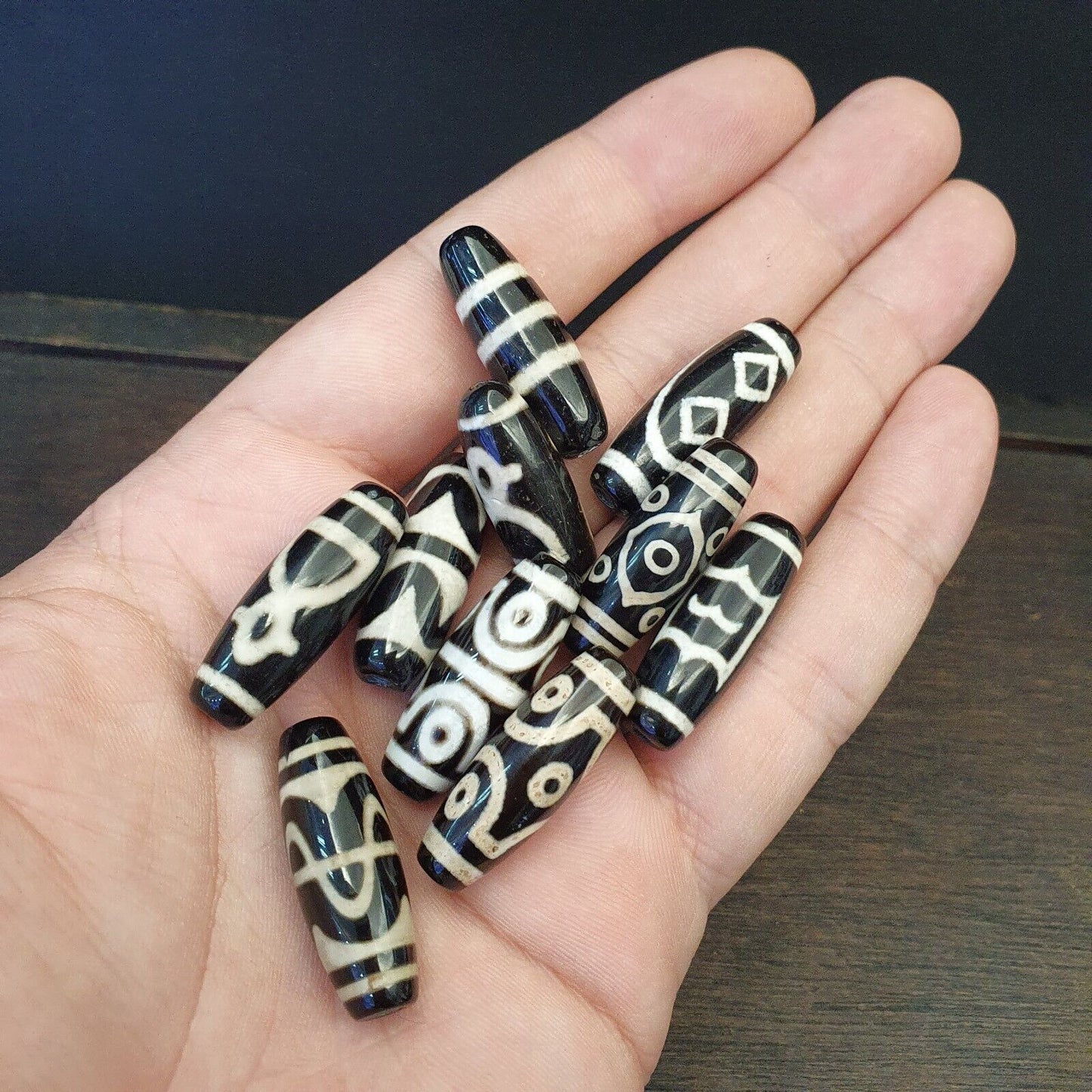 批量 10 顆西藏中國尼泊爾喜馬拉雅瑪瑙眼睛珠天珠護身符珠